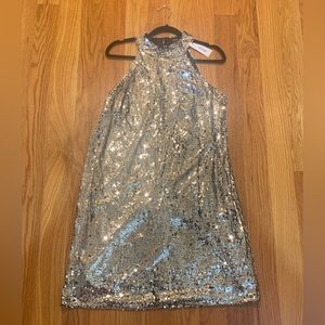 A never-worn Nasty Gal silver sequin dress.